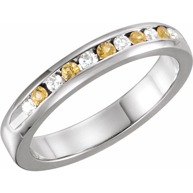 14k White Gold Gemstone & 1/8 CTW Diamond Alternating Channel Set Anniversary Band-62855:60015:P-Chris's Jewelry