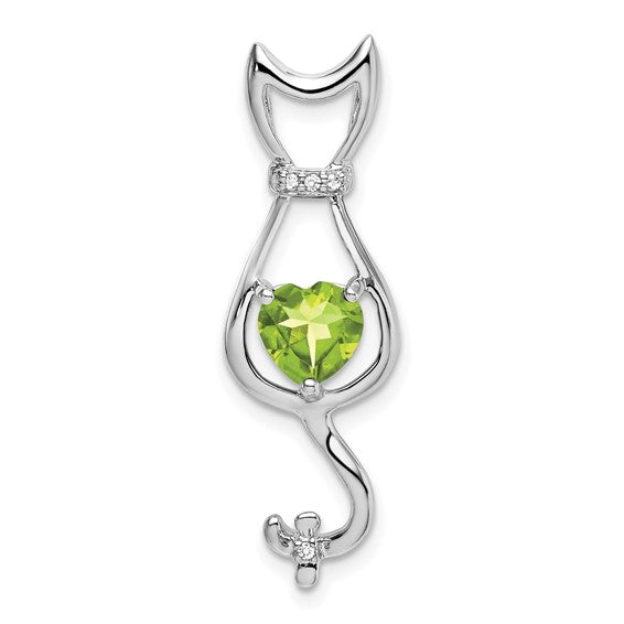 14k White Gold Gemstone Heart And Diamond Cat Pendants-PM7030-PE-002-1WA-Chris's Jewelry