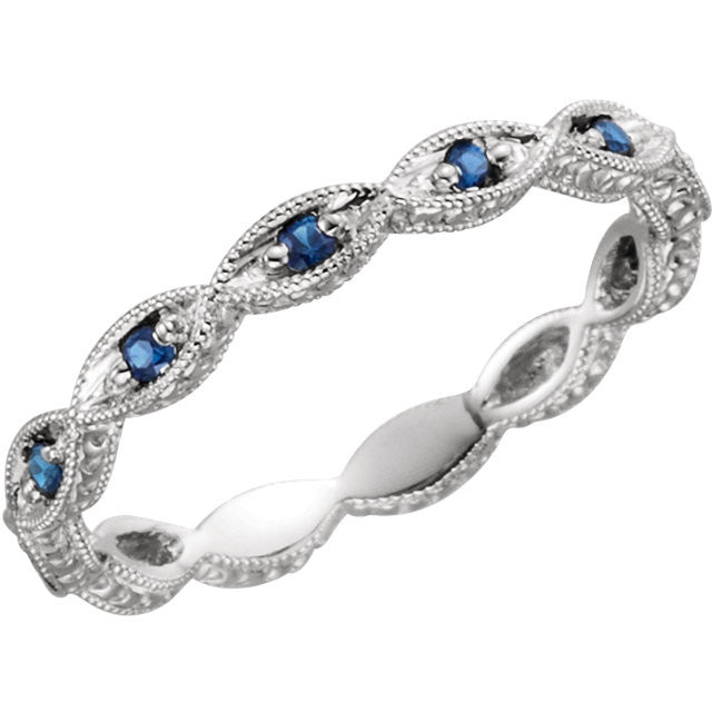 14k White Gold Genuine Blue Sapphire Anniversary Band-69817:102:P-Chris's Jewelry