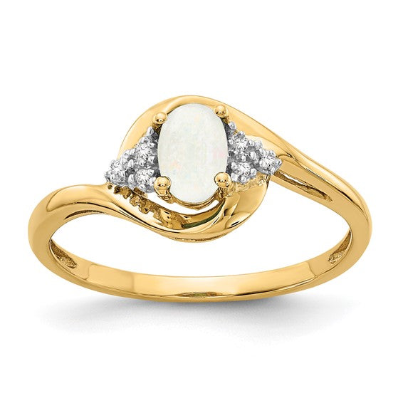 14k White Gold Genuine Oval Gemstone and Diamond Rings-XBS427-Chris's Jewelry