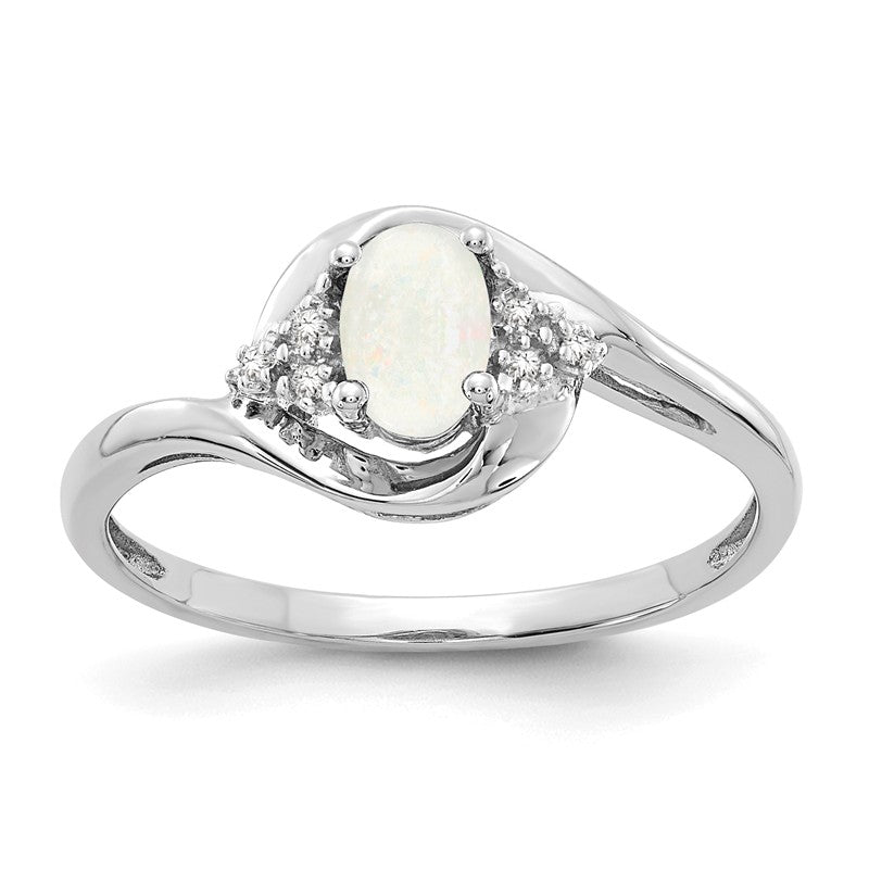 14k White Gold Genuine Oval Gemstone and Diamond Rings-XBS391-Chris's Jewelry