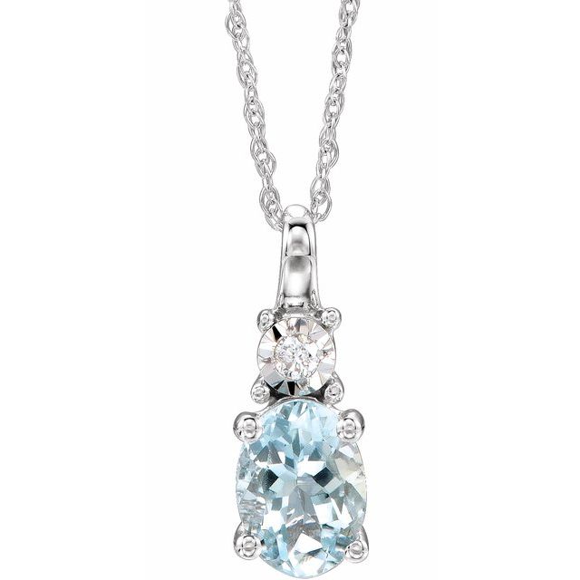 14k White Gold Oval Gemstone & .02 CTW Diamond 18" Necklace-651534:111:P-Chris's Jewelry