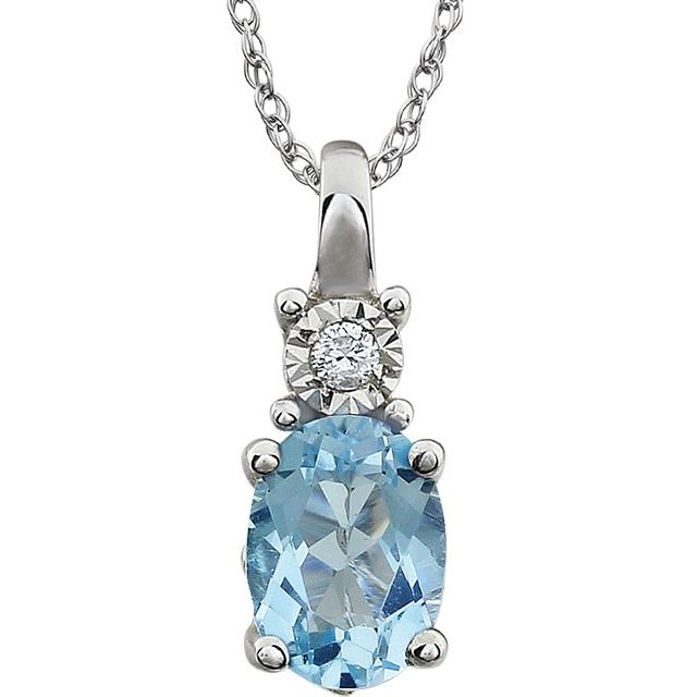 14k White Gold Oval Gemstone & .02 CTW Diamond 18" Necklaces-651534:101:P-Chris's Jewelry