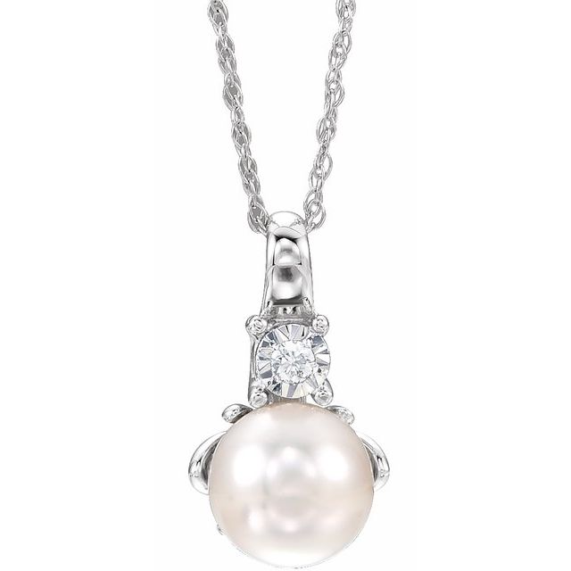 14k White Gold Oval Gemstone & .02 CTW Diamond 18" Necklaces-651534:110:P-Chris's Jewelry