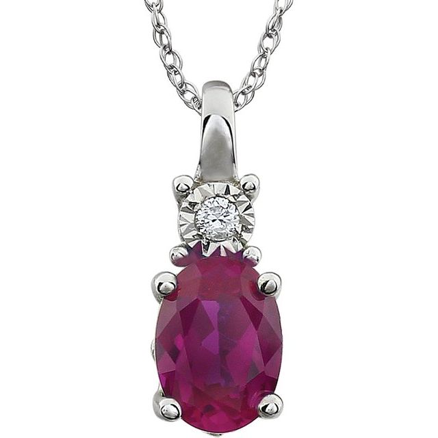 14k White Gold Oval Gemstone & .02 CTW Diamond 18" Necklaces-651534:103:P-Chris's Jewelry