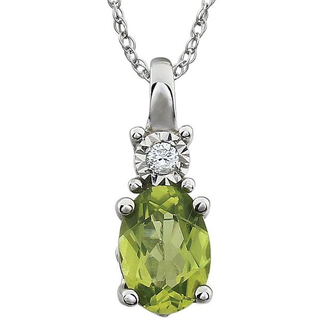 14k White Gold Oval Gemstone & .02 CTW Diamond 18" Necklaces-651534:106:P-Chris's Jewelry