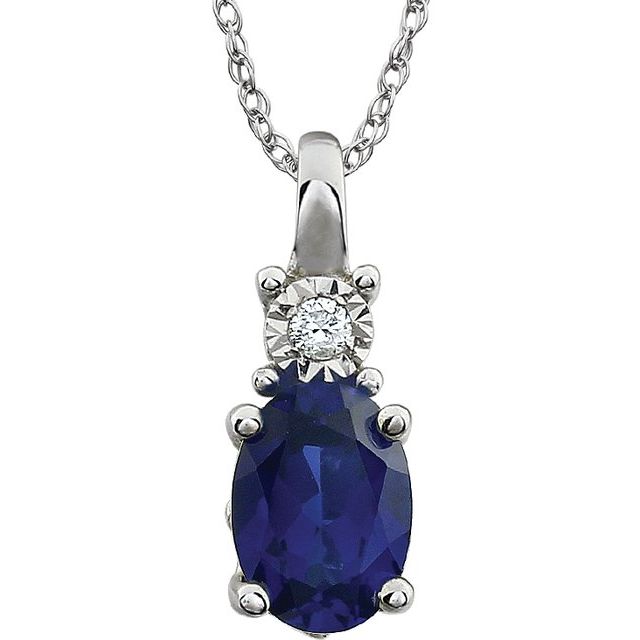 14k White Gold Oval Gemstone & .02 CTW Diamond 18" Necklaces-651534:105:P-Chris's Jewelry