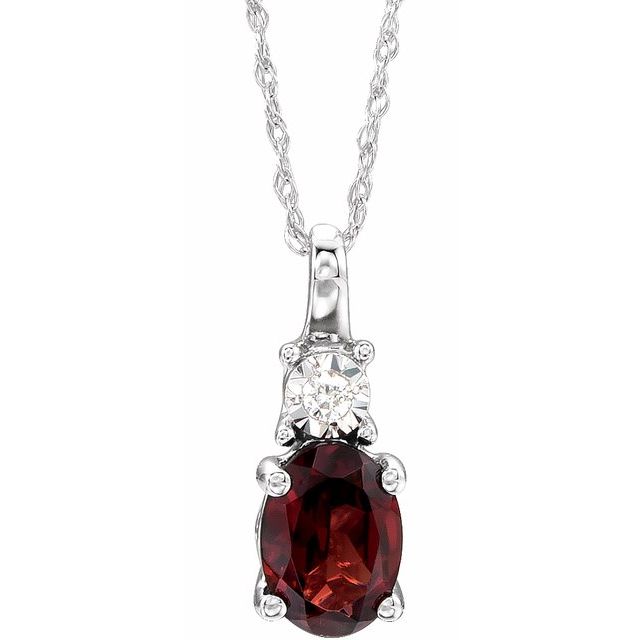 14k White Gold Oval Gemstone & .02 CTW Diamond 18" Necklaces-651534:107:P-Chris's Jewelry