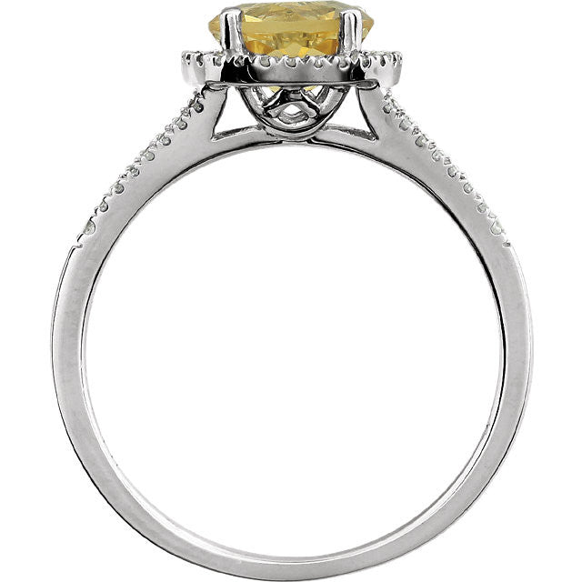 14k White Gold Round Citrine & 1/5 CTW Diamond Halo Ring-651300:70006:P-Chris's Jewelry