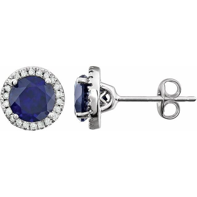 14k White Gold Sky 6mm Gemstones & 1/8 CTW Diamond Earrings-651302:70008:P-Chris's Jewelry