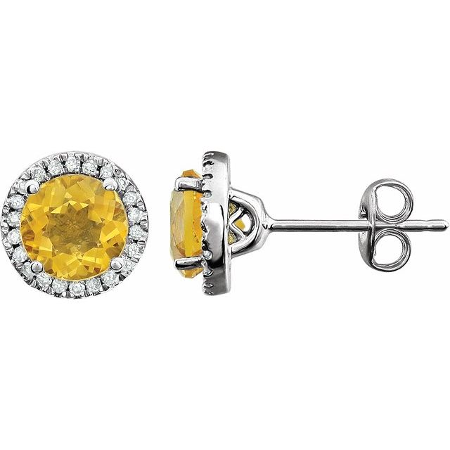 14k White Gold Sky 6mm Gemstones & 1/8 CTW Diamond Earrings-651302:70006:P-Chris's Jewelry