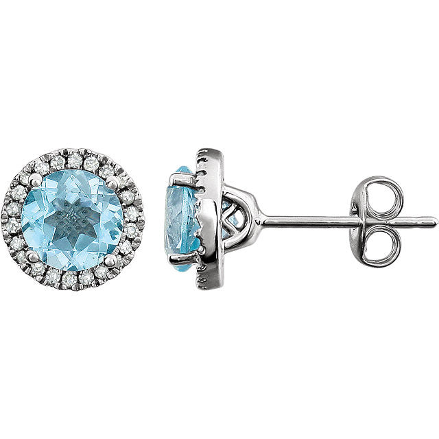 14k White Gold Sky 6mm Gemstones & 1/8 CTW Diamond Earrings-651302:70004:P-Chris's Jewelry