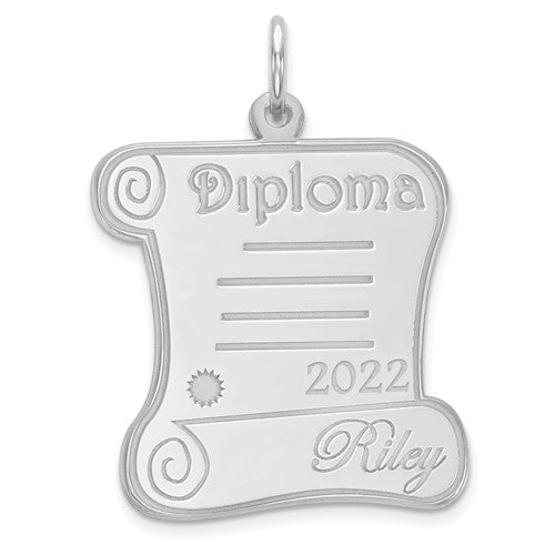 14k White or Yellow Gold Any Name & Year Graduation Diploma Charm Pendant-XNA370SS-Chris's Jewelry