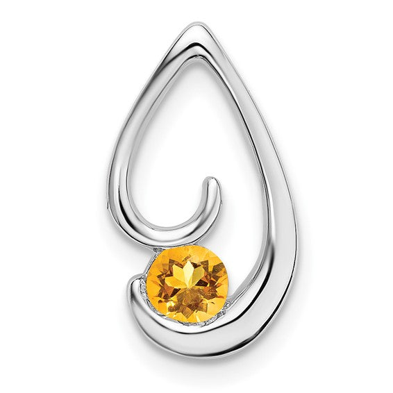 14k White or Yellow Gold Gemstone Slide Pendants-PM7145-CI-W-Chris's Jewelry
