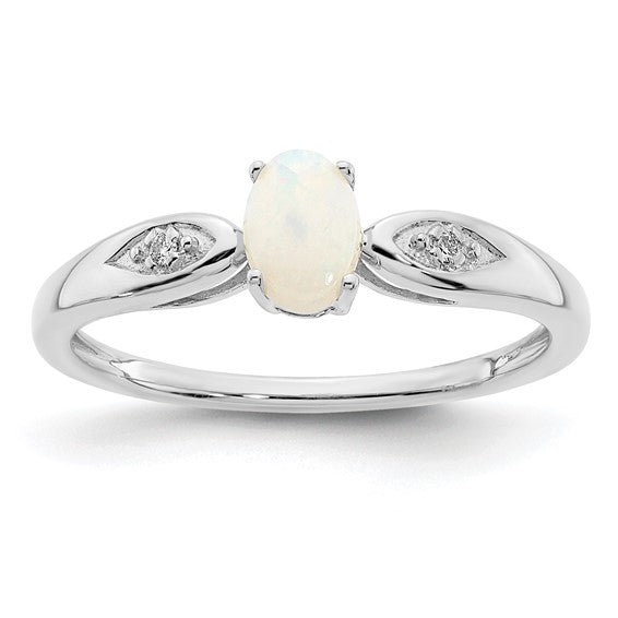 14k White or Yellow Gold Oval Gemstone Diamond Rings-XBS319-Chris's Jewelry