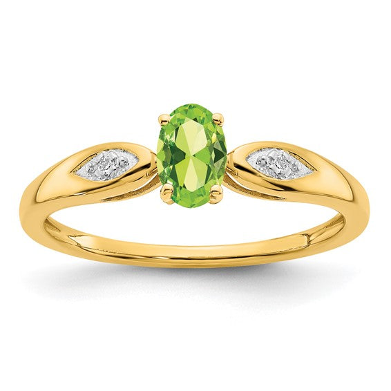 14k White or Yellow Gold Oval Gemstone Diamond Rings-XBS605-Chris's Jewelry