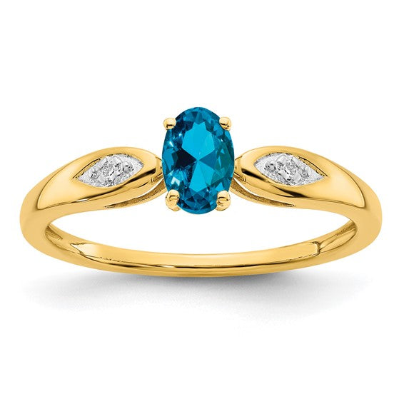 14k White or Yellow Gold Oval Gemstone Diamond Rings-Chris's Jewelry