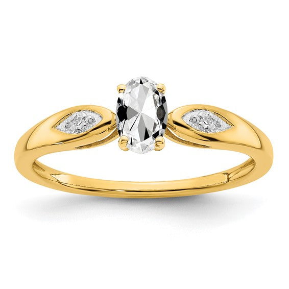 14k White or Yellow Gold Oval Gemstone Diamond Rings-XBS591-Chris's Jewelry