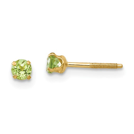 14k Yellow Gold 3mm Round Genuine Birthstone Screwback Earrings-GK119-Chris's Jewelry