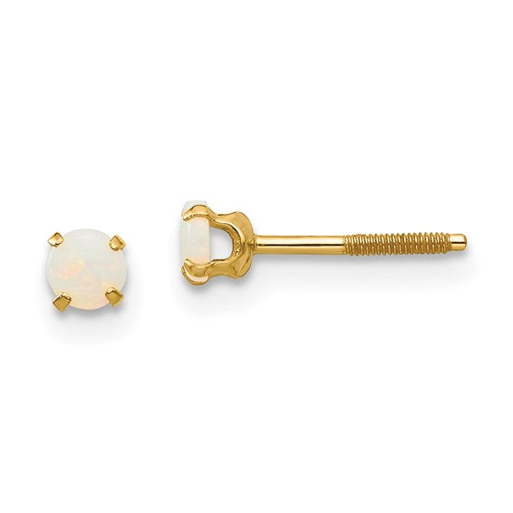 14k Yellow Gold 3mm Round Genuine Birthstone Screwback Earrings-GK121-Chris's Jewelry