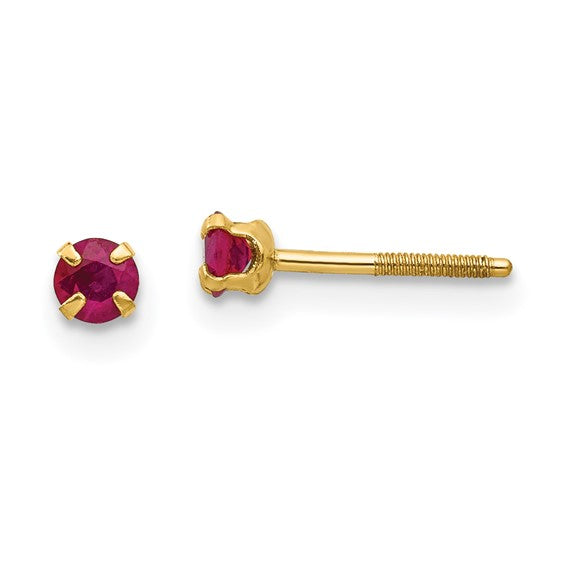 14k Yellow Gold 3mm Round Genuine Birthstone Screwback Earrings-GK118-Chris's Jewelry