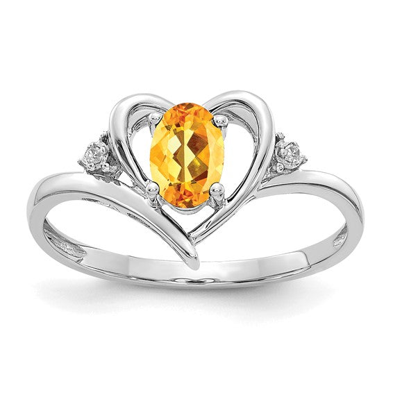 14k Yellow Gold Genuine Gemstone Diamond Heart Rings-XBS464-Chris's Jewelry