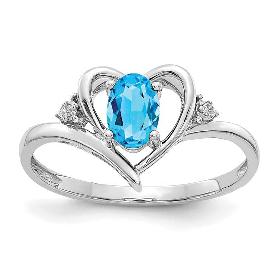 14k Yellow Gold Genuine Gemstone Diamond Heart Rings-XBS465-Chris's Jewelry