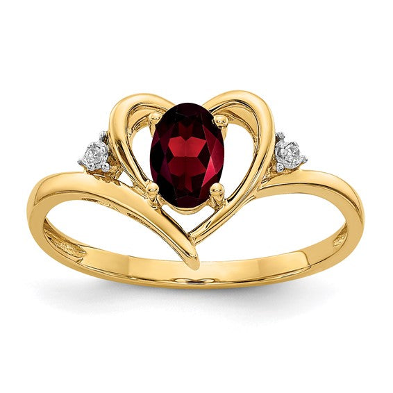 14k Yellow Gold Genuine Gemstone Diamond Heart Rings-XBS476-Chris's Jewelry