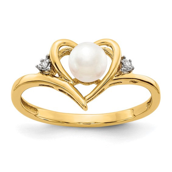 14k Yellow Gold Genuine Gemstone Diamond Heart Rings-XBS485-Chris's Jewelry
