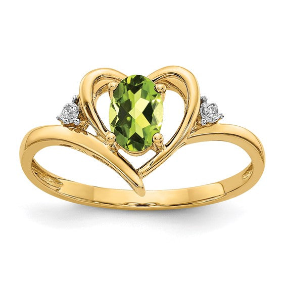 14k Yellow Gold Genuine Gemstone Diamond Heart Rings-XBS497-Chris's Jewelry