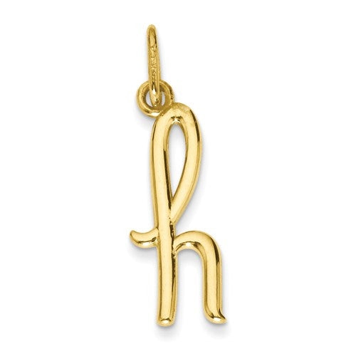 14k Yellow Gold Solid Lowercase Initial Charm Pendant - Various Letters-YC1060H-Chris's Jewelry