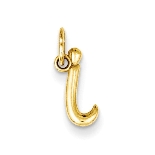 14k Yellow Gold Solid Lowercase Initial Charm Pendant - Various Letters-YC1060I-Chris's Jewelry