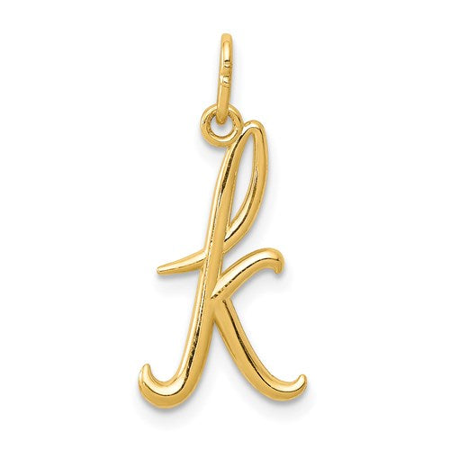 14k Yellow Gold Solid Lowercase Initial Charm Pendant - Various Letters-YC1060K-Chris's Jewelry