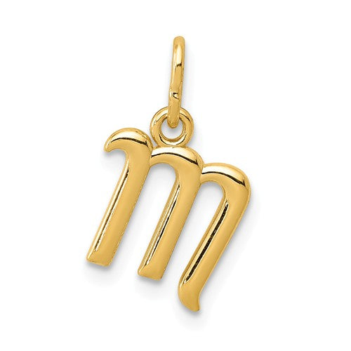 14k Yellow Gold Solid Lowercase Initial Charm Pendant - Various Letters-YC1060M-Chris's Jewelry