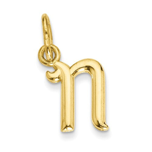 14k Yellow Gold Solid Lowercase Initial Charm Pendant - Various Letters-YC1060N-Chris's Jewelry