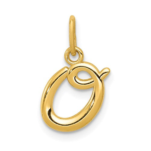 14k Yellow Gold Solid Lowercase Initial Charm Pendant - Various Letters-YC1060O-Chris's Jewelry