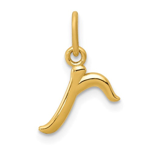 14k Yellow Gold Solid Lowercase Initial Charm Pendant - Various Letters-YC1060R-Chris's Jewelry