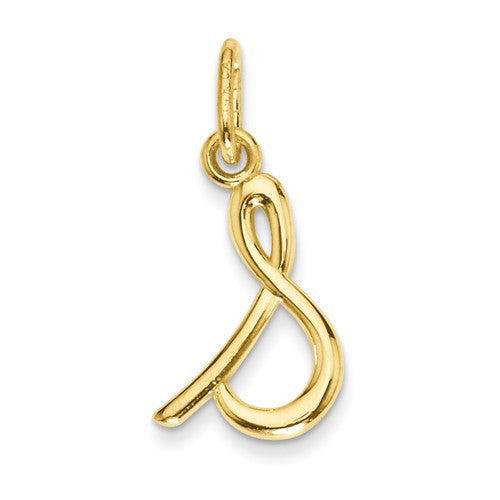14k Yellow Gold Solid Lowercase Initial Charm Pendant - Various Letters-YC1060S-Chris's Jewelry