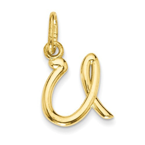 14k Yellow Gold Solid Lowercase Initial Charm Pendant - Various Letters-YC1060U-Chris's Jewelry