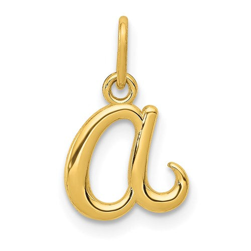 14k Yellow Gold Solid Lowercase Initial Charm Pendant - Various Letters-YC1060A-Chris's Jewelry