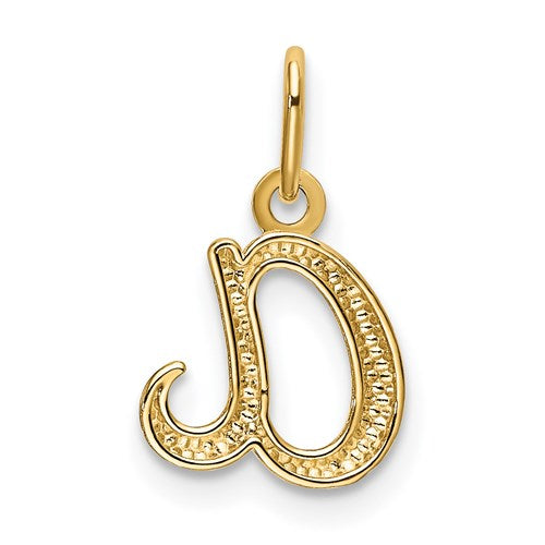 14k Yellow Gold Solid Lowercase Initial Charm Pendant - Various Letters-Chris's Jewelry