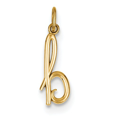 14k Yellow Gold Solid Lowercase Initial Charm Pendant - Various Letters-YC1060B-Chris's Jewelry