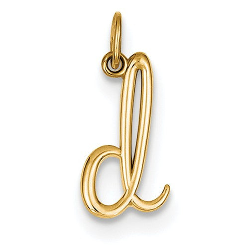 14k Yellow Gold Solid Lowercase Initial Charm Pendant - Various Letters-YC1060D-Chris's Jewelry
