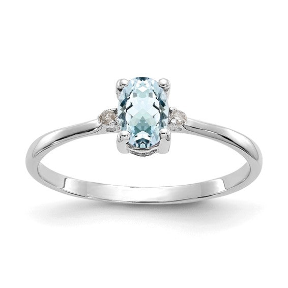 14k or 10k Gold Diamond & Oval Genuine Gemstone Birthstone Rings-10XBR216-Chris's Jewelry