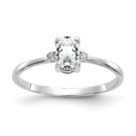 14k or 10k Gold Diamond & Oval Genuine Gemstone Birthstone Rings-10XBR217-Chris's Jewelry