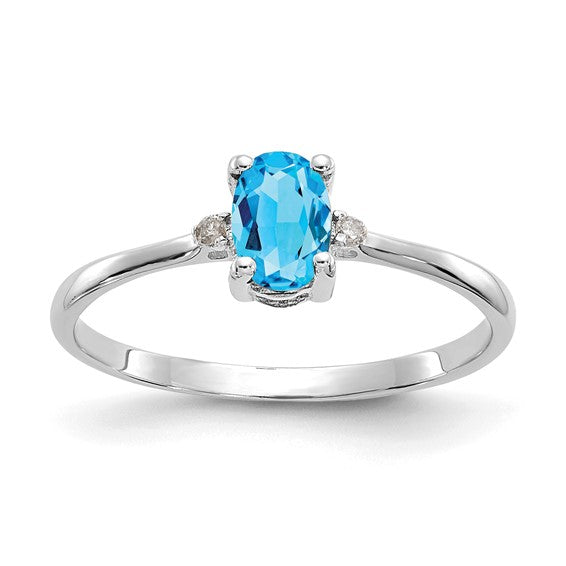 14k or 10k Gold Diamond & Oval Genuine Gemstone Birthstone Rings-10XBR225-Chris's Jewelry