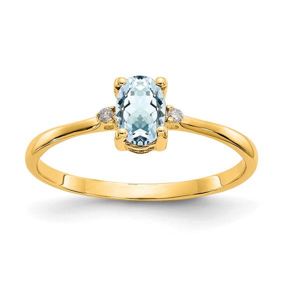 14k or 10k Gold Diamond & Oval Genuine Gemstone Birthstone Rings-10XBR204-Chris's Jewelry