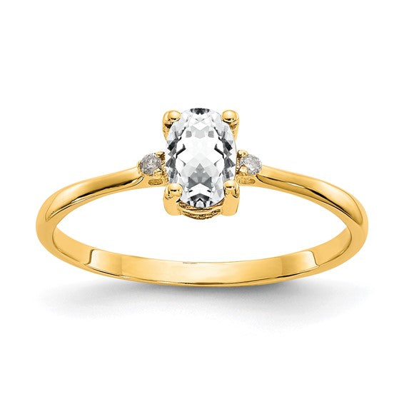 14k or 10k Gold Diamond & Oval Genuine Gemstone Birthstone Rings-10XBR205-Chris's Jewelry