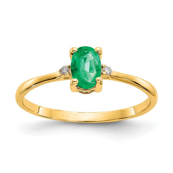 14k or 10k Gold Diamond & Oval Genuine Gemstone Birthstone Rings-10XBR206-Chris's Jewelry