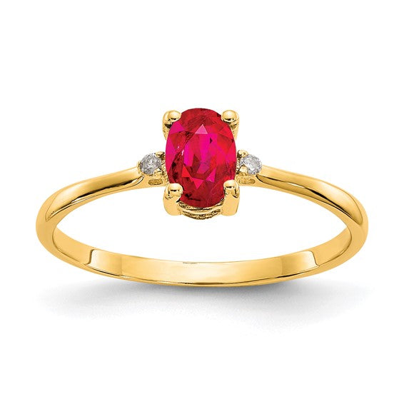 14k or 10k Gold Diamond & Oval Genuine Gemstone Birthstone Rings-10XBR208-Chris's Jewelry